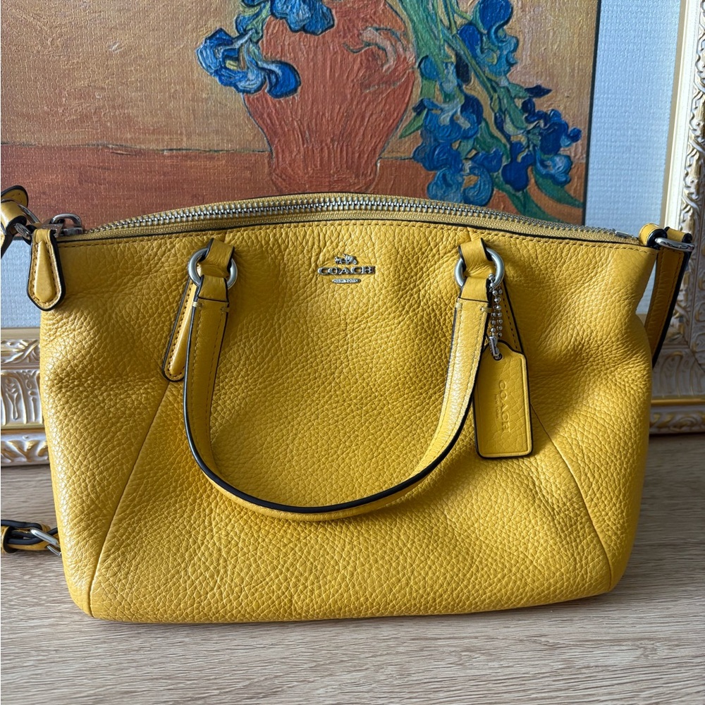 Coach Yellow Pebbled Leather Satchel Shoulder Bag